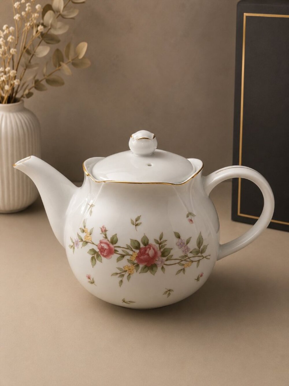 Vintage Floral Teapot Japan Pink Roses Gold Trim Porcelain Cottagecore Tea Pot